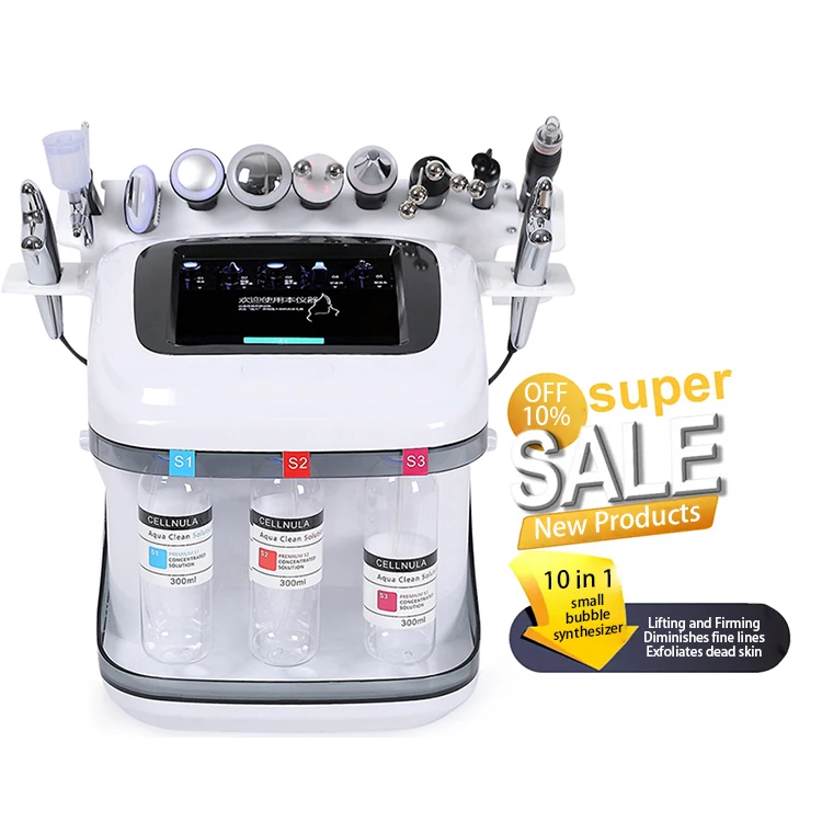 Portable 10 In 1 Dermabrasion Machine H2o2 Oxygen Jet Peeling Skin Massage Blackhead Removal Facial Diamond Micro  Machine