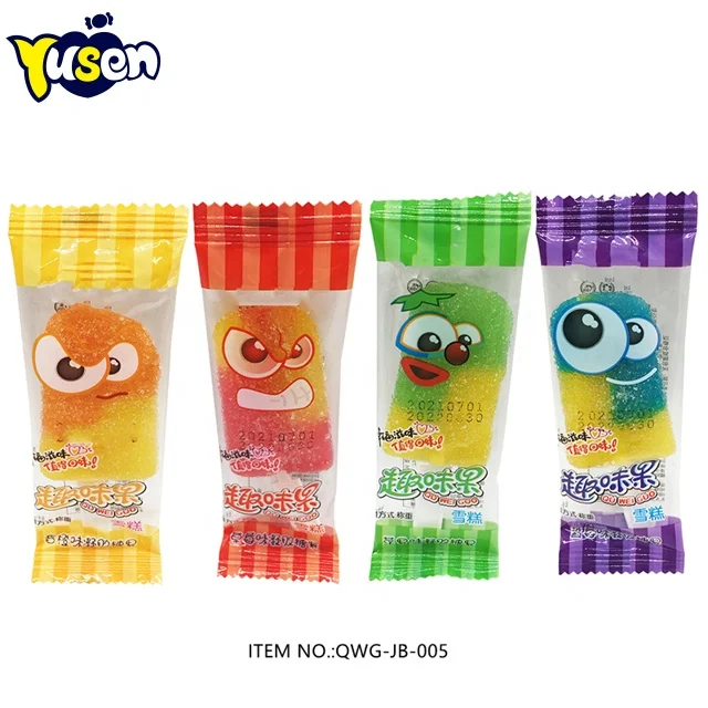 Wholesale High Quality Colorful Sweet Fruit Flavor Ice Cream Shaped Soft Jelly Lollipop Gummy Candy