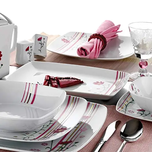 Лидер продаж в европейском стиле! 47 шт. круглый фарфоровый столовый сервиз/Античный сервиз с