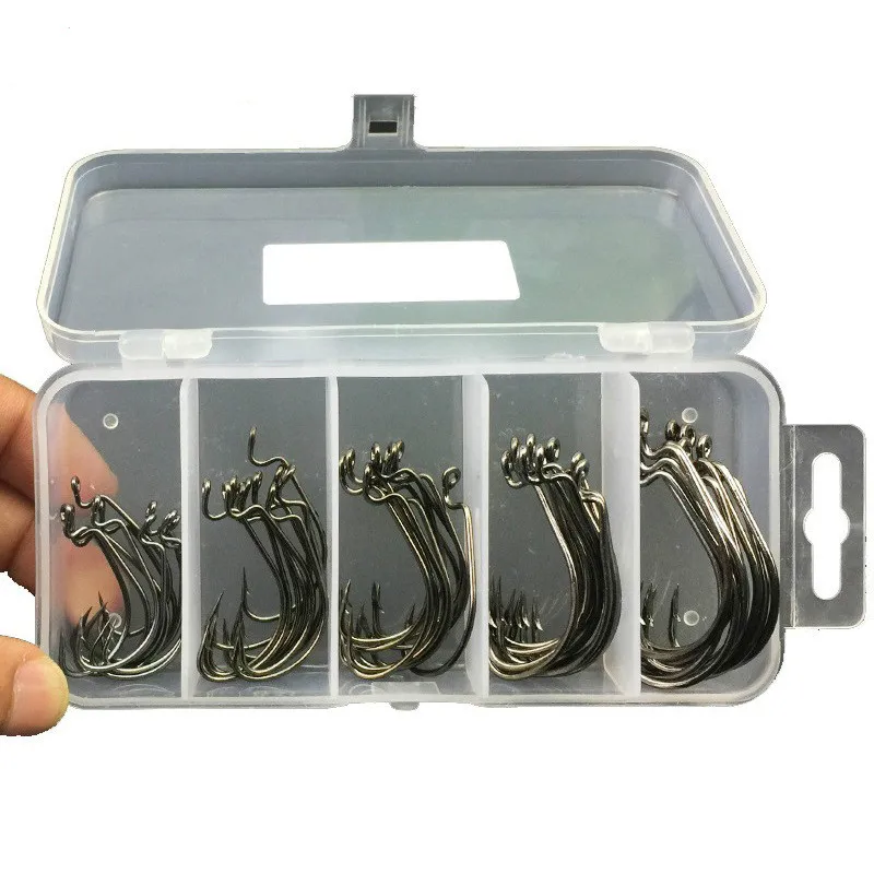 
 50 шт./кор. в наборе 5 пар стильных Морская Рыбалка Коробка Mustad офсетная печать крючок 2 #, 1 #, 1/0 #2/0 #3/0 # карп оснастка рыболовные крючки Big снасти рыболовный крючок наборы для ухода за кожей  
