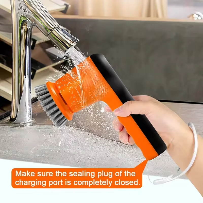 Electric Spin Scrubber Cordless Cleaning Brush with 4 Replaceable Brush Heads 2 Speeds and Battery Level Display Power Scrubber