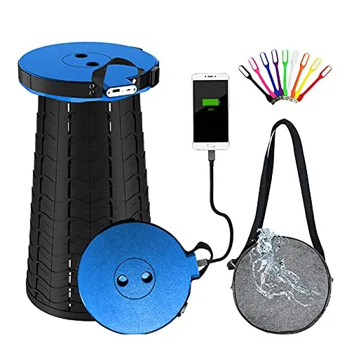 Adjustable portable telescopic stool with USB mobile charger