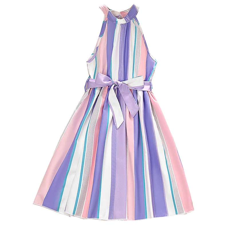 Fashion stripe girls sleeveless dress beautiful dress for young girl princess dresses for kids girls for 9 to 10 years