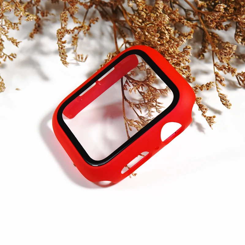 
360 Full cover Tempered Glass With PC Watch Case for Apple Watch 3 4 5 38mm 40mm 42mm 44mm Case 