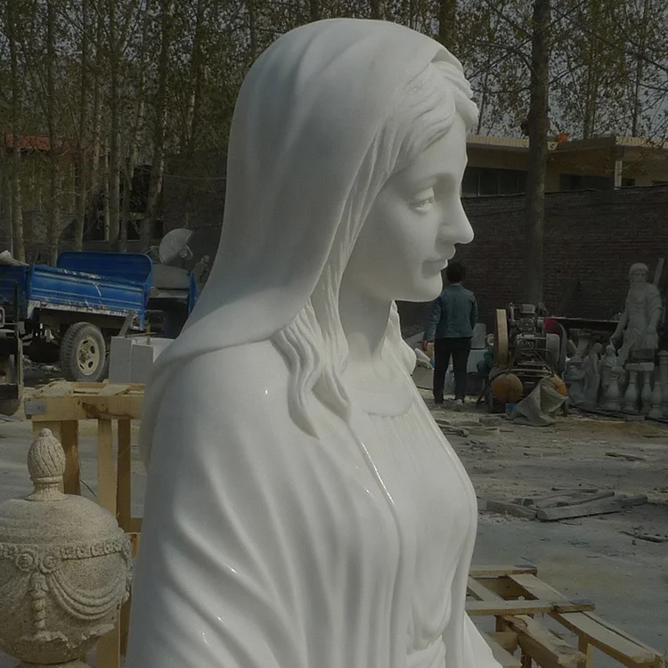 Factory direct supply life size outdoor stone white marble religious Catholic Mary statue