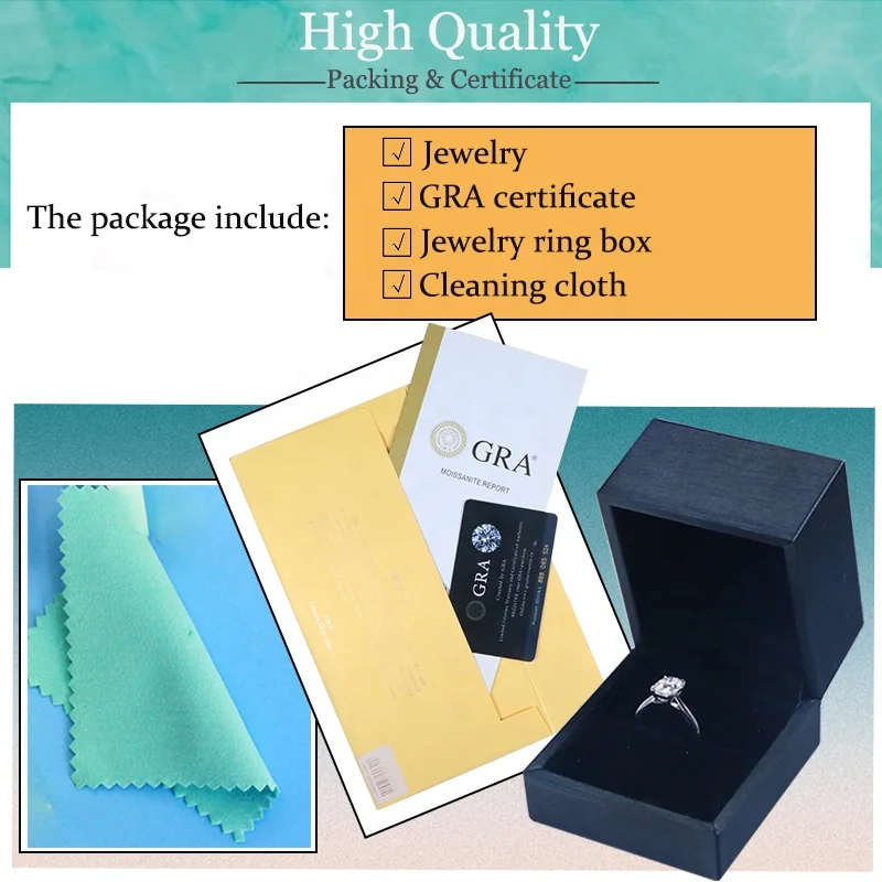 9K/10K/14K/18K White Gold Real Mossan Ring 8 mm Round Shape 2ct Moissanite Diamond Ring Set With GRA Certificate for Women Gift