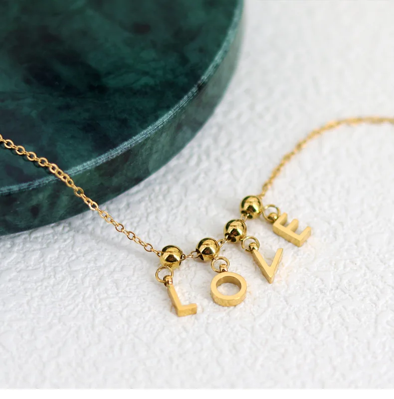 18K Gold Adjustable Dainty Interchangeable Stainless Steel Number Letter Pendant Initial Charms Necklace Women