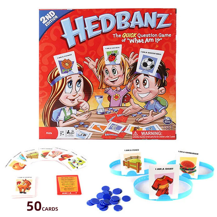 T513 Угадай кто я английская карточная игрушка Hedbanz игра родитель-ребенок смешная с изучением английского языка