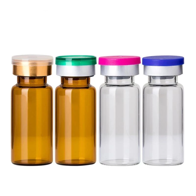 Supplier RUIPACK OEM Wholesale Hot Sale 10ml Transparent Amber Glass Vial with Flip Top Cap Rubber Stopper Injection Penicillin Bottle