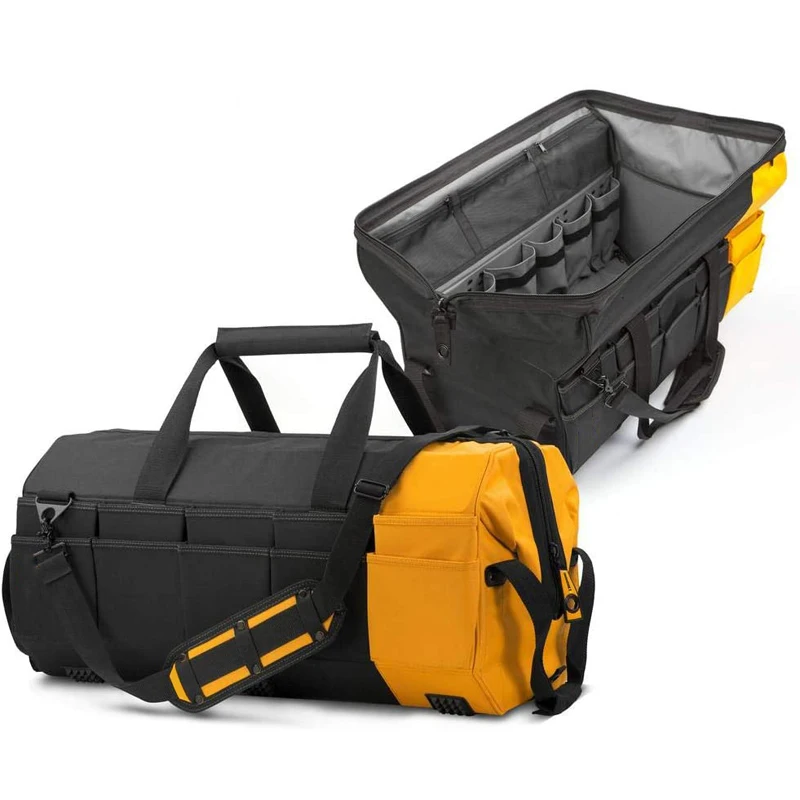 Zipper Lock Wide Mouth Tool Storage With Extreme Large Capacity Electrical Tool Bags Heavy Duty For Tools Tote