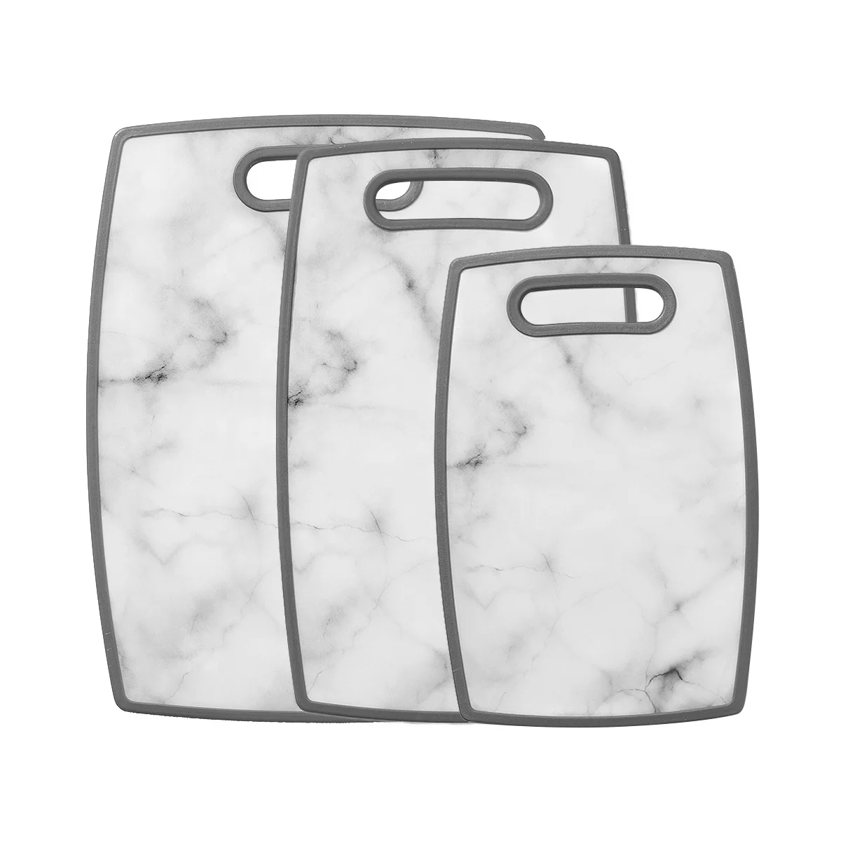 Custom Design 3 Size Plastic Carving Cutting Chopping Board Marble White Kitchen Board Set