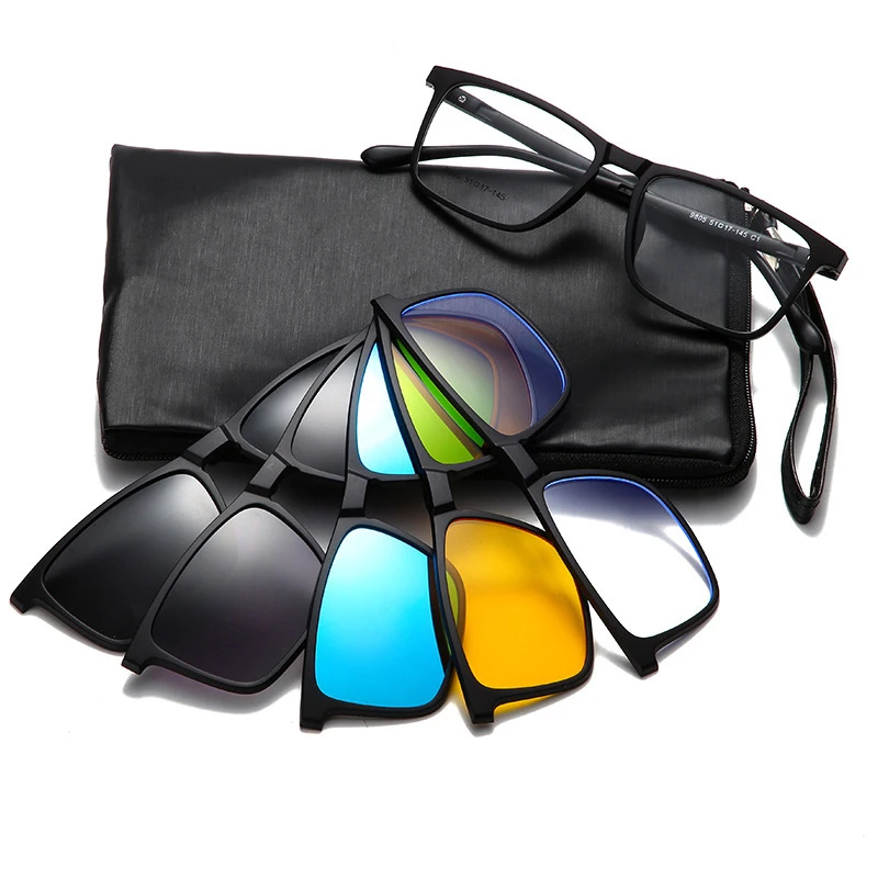 LEK TR90 Prescription Optical Frame Glasses Women Magnetic 5 In 1 Retro Night Vision Clip On Sunglasses For Myopic