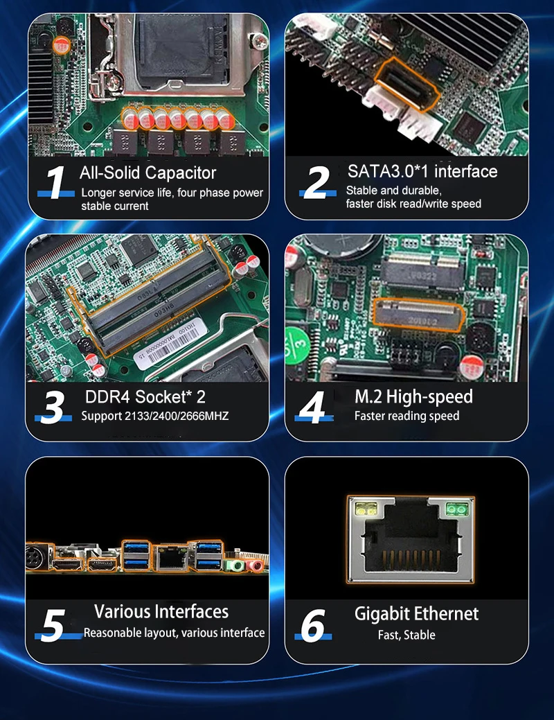 H310 LGA1151 SATA3.0 M.2 PCI-E 16X HD VGA DDR4 USB3.0 Gigabit Ethernet Mini PC ITX Motherboard for i3 i5 i7 6th 7th 8th 9th CPU