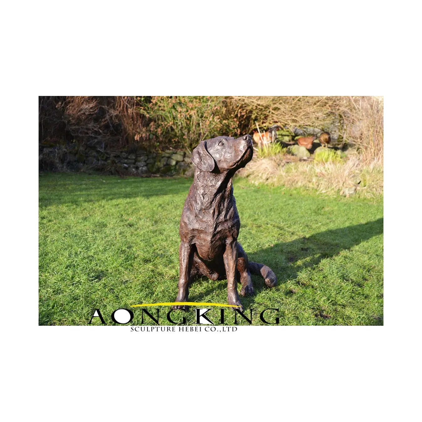 Brown dog bumpy bronze statue for the garden