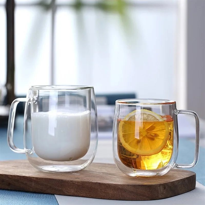 39Years Factory Professional Heat Resistant Coffee Mug Double-Wall Glass Tea Espresso Cup 250/350ml Capacity