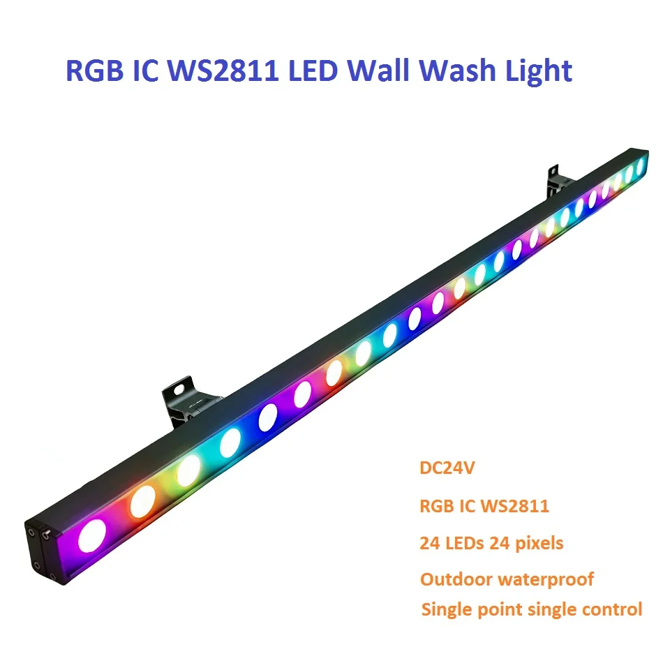 Outdoor Waterproof IP65 Wall Wash Lamp Aluminum Profile Linear Strip Bar 24V 36W 48W DMX512 Control RGB Led Wall Washer Light