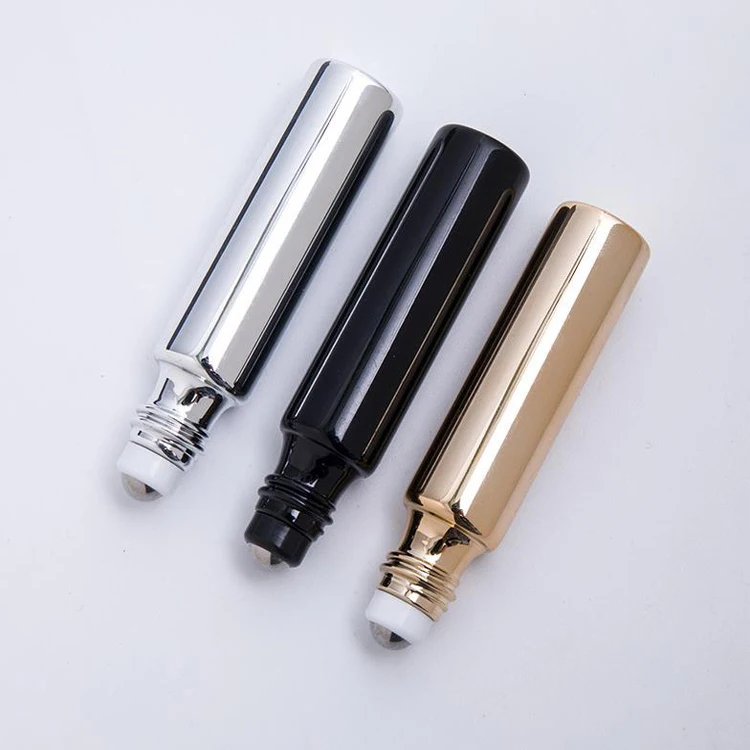5ml 10ml black gold glass roll on ball bottle eyecream container in stock