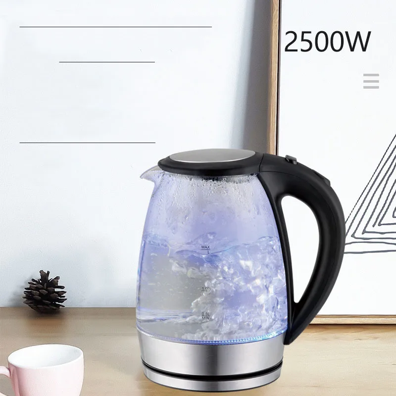Экологически чистый электрический стеклянный чайник высокой емкости 2 л с автоматическим отключением питания