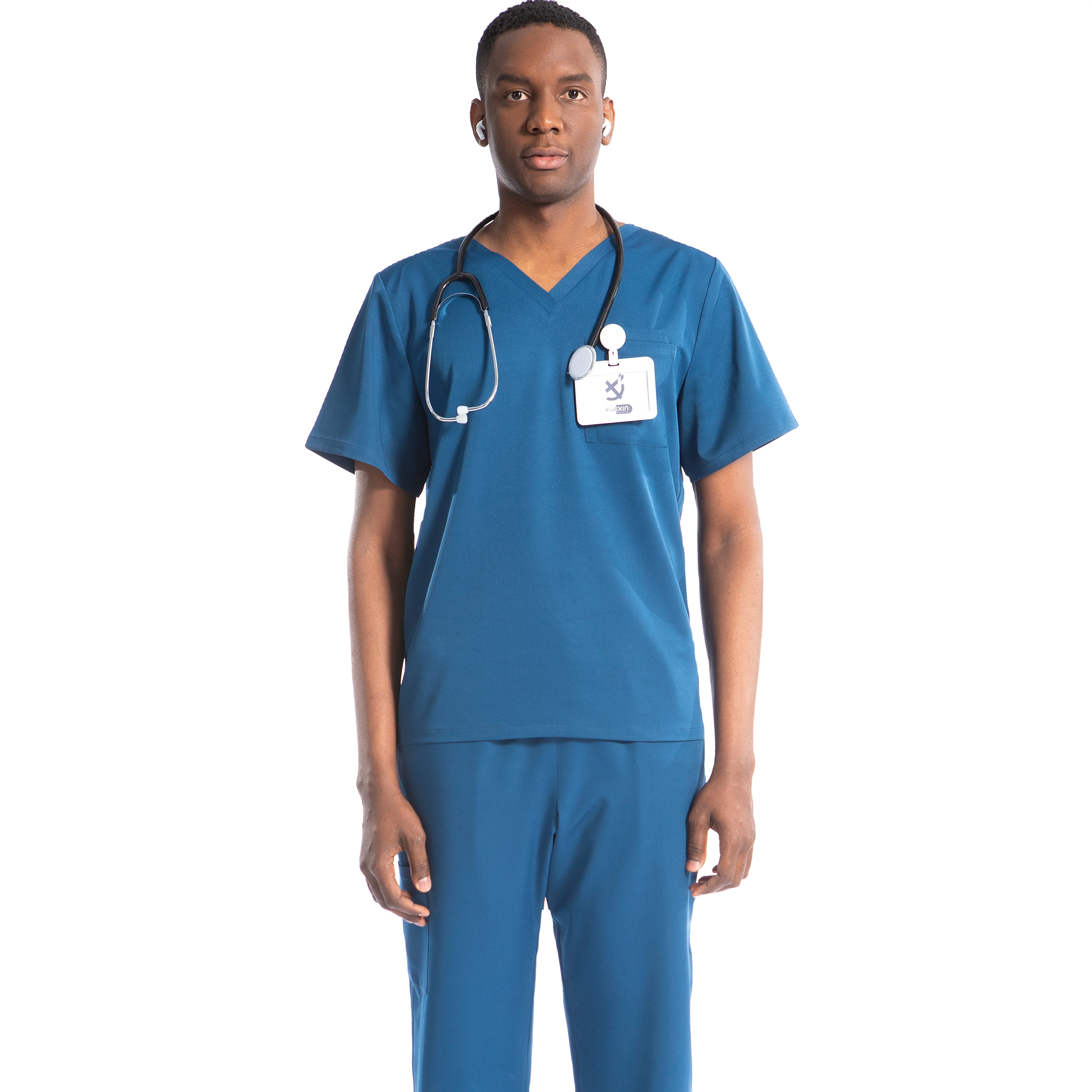 Hot selling product doctor men scrubs pocket stretchy medical scrubs hospital uniform