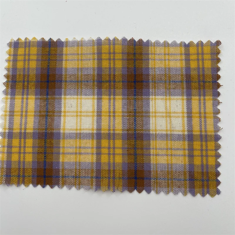New all cotton 21s yarn dyed Plaid Summer ultra-thin shirt skirt fabric plain cloth
