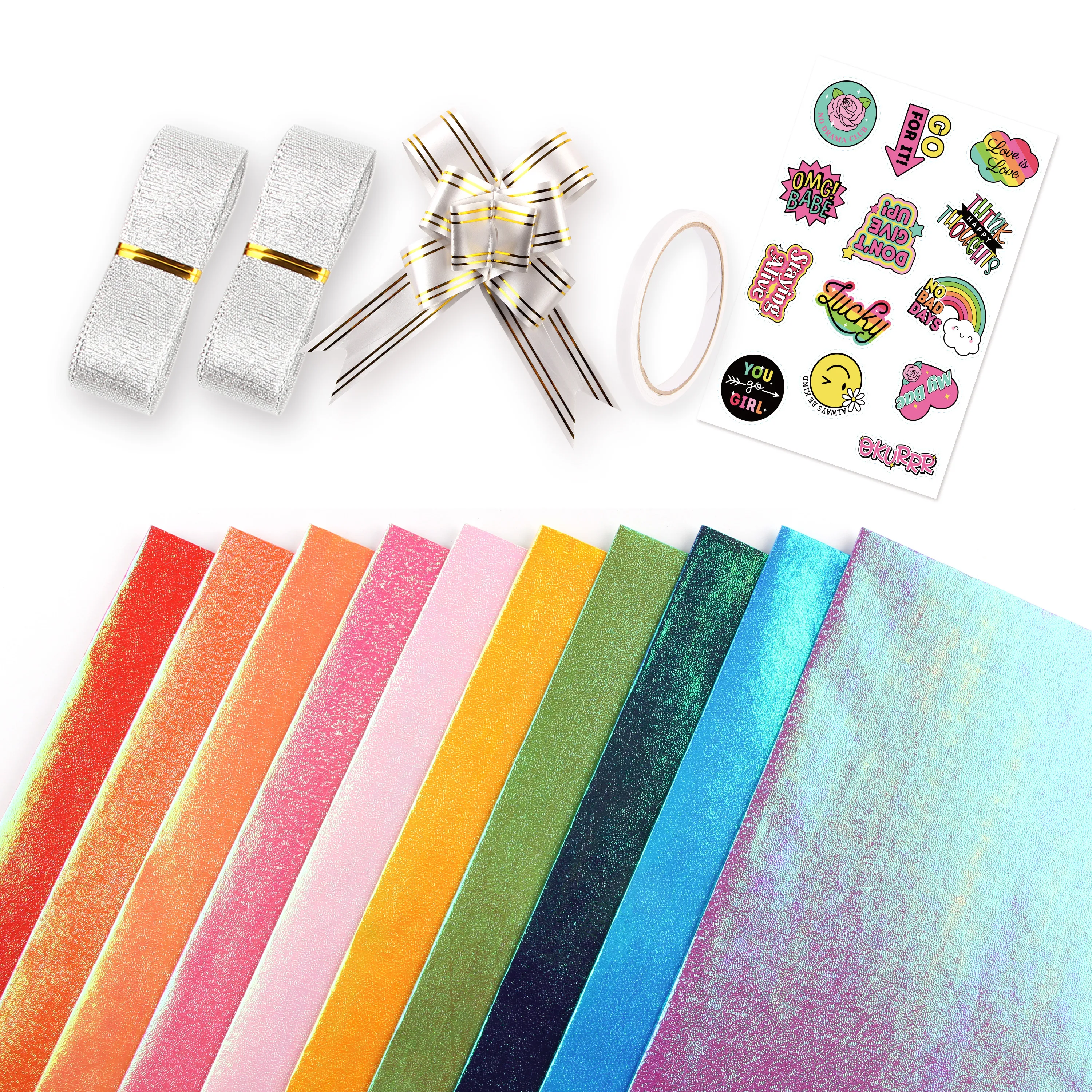 Amazon hot sale Rainbow Embossing a4 paper  80 gsm eco friendly gift flower  Roll stock ready to ship  Wrapping Paper  set