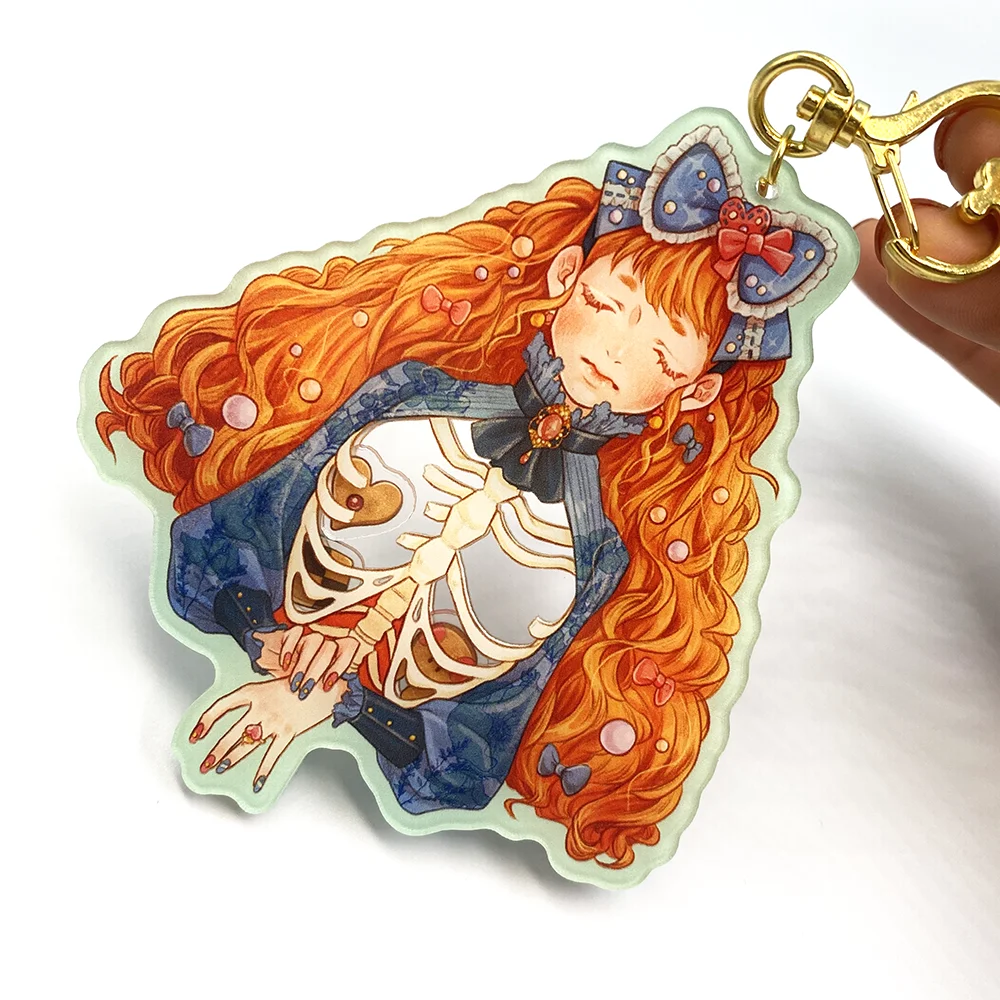 Customized Combined Printed Shaking Moving Anime Acrylic Charms with Small Shaker Keychains