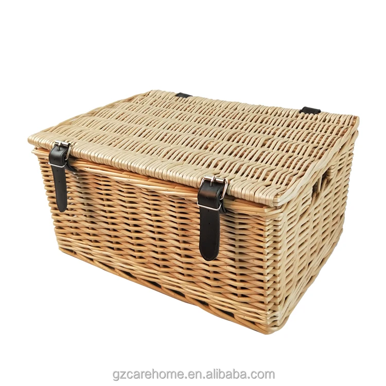 Wicker Craft Handmade Wholesale Willow Hamper Set Woven Wicker Gift Storage Picnic Basket Customized Design