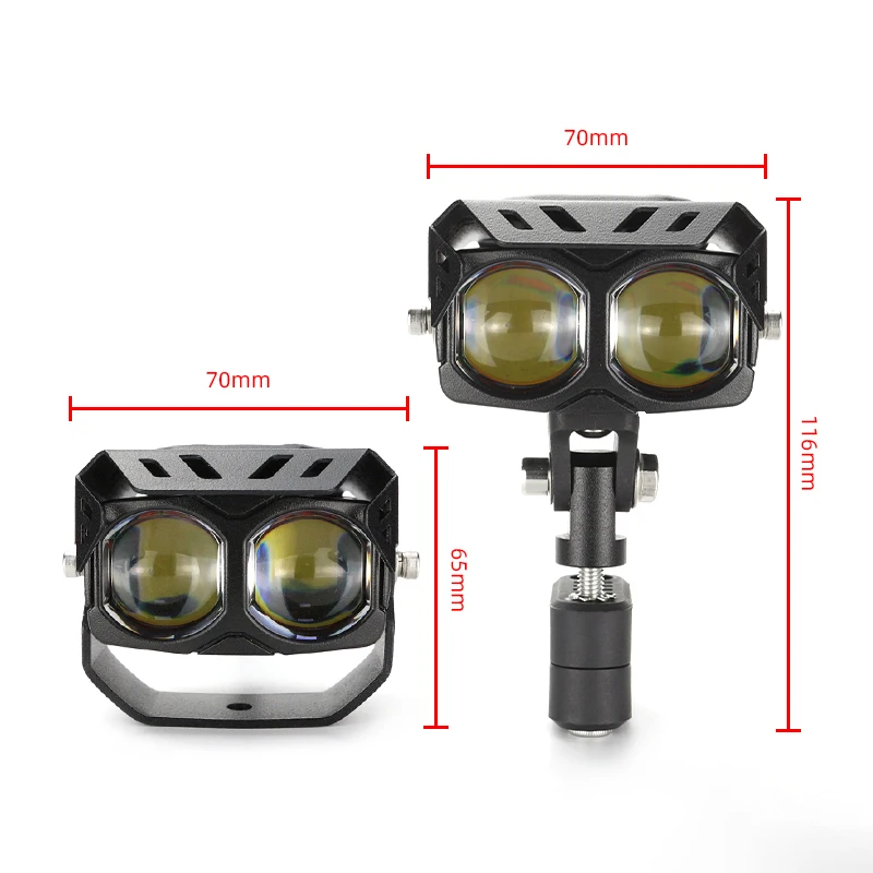 Waterproof IP67 Motorcycle Led Spotlight  Auxiliary Light Motorcycle Dual Color Driving Headlight Fog Lamp Lighting System