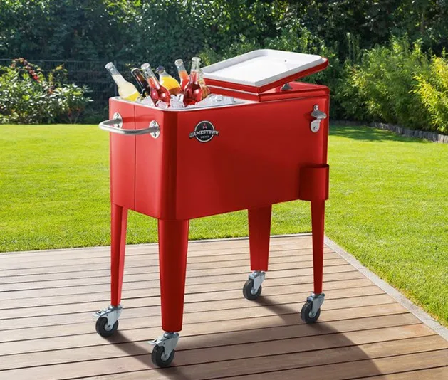 60QT  Cooler Box for Golf Cart,Beverage Cooler Push Cart with Wheels