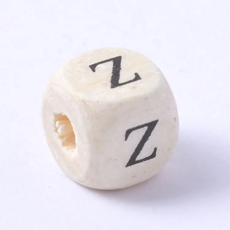 Good quality diy children jewelry accessories lotus wooden alphabet letter cube square wood beads