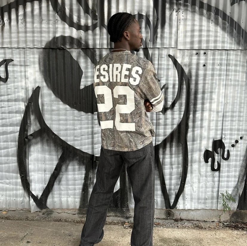 Custom Camo Jersey Oversized Fit T-Shirt Screen Print Double Layer Long Waffle Thermal Sleeves Top Cotton T Shirt For Men