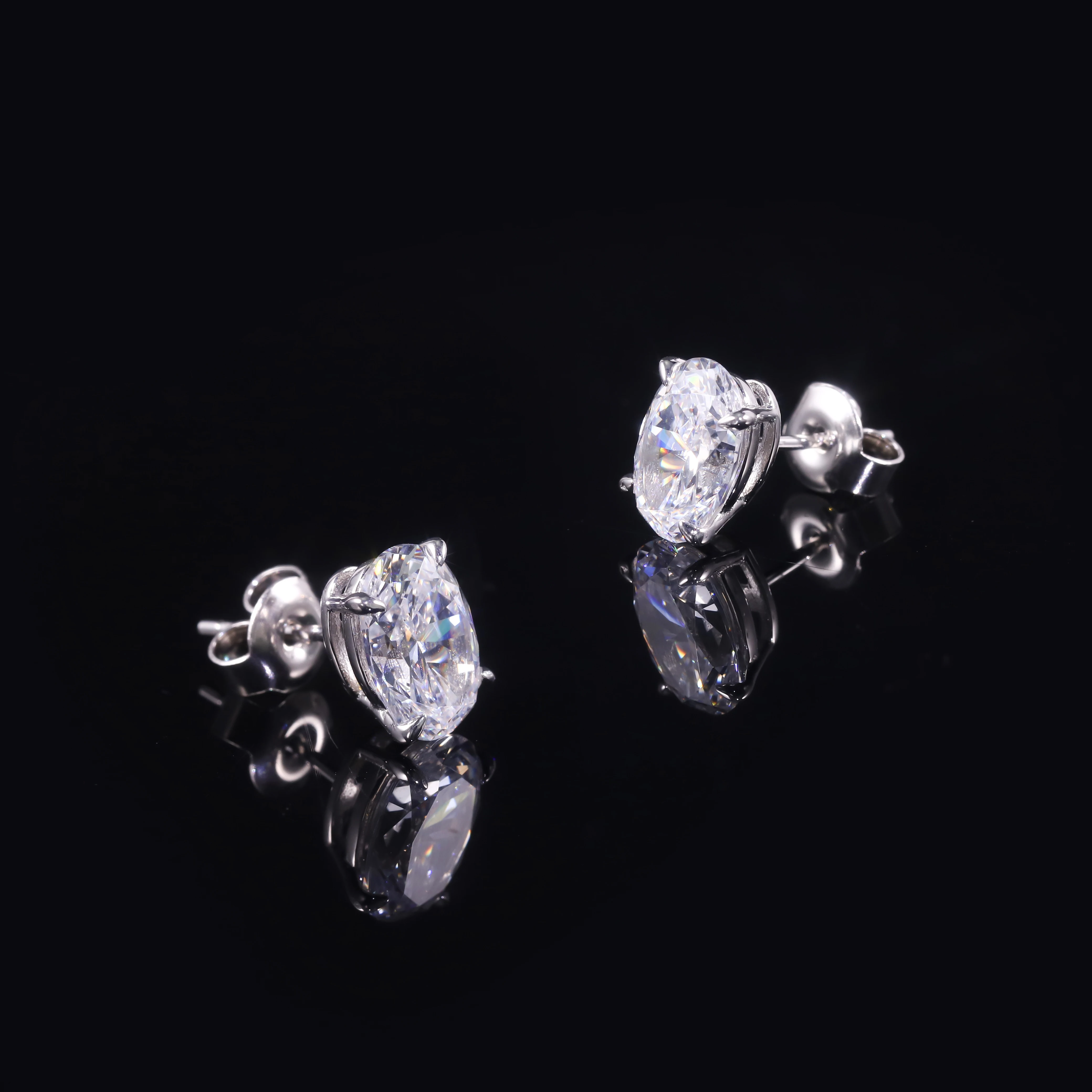 Abiding Jewelry Factory Custom 9K 10K 14K 18K Solid Gold 4 Prongs IGI Certified Different Carats Oval Lab Grown Diamond Earrings