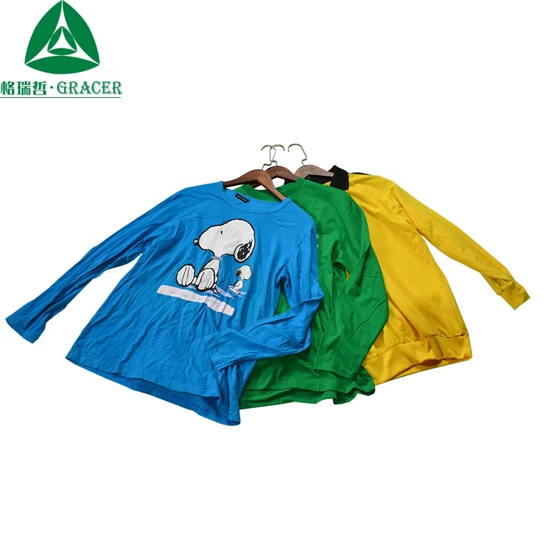 Adult Second Hand Clothes Used Long Sleeve Men T Shirt Low Price Used Clothes