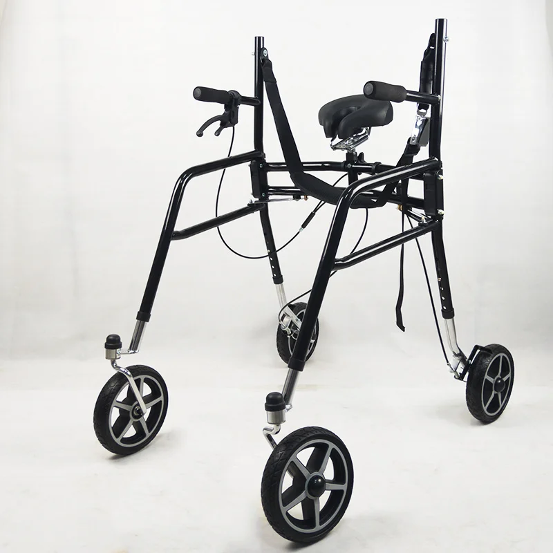 Portable Lightweight Aluminum Upright Walker Rollator Folding Mobility Rollators Walker with Brakes