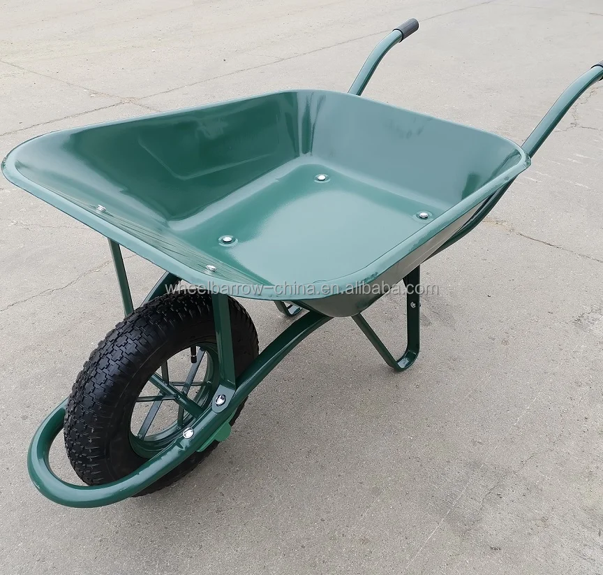 Extra strength heavy duty civil Metal Wheelbarrow WB6400 france model for africa market steel wheelbarrow hard tyre solid wheel