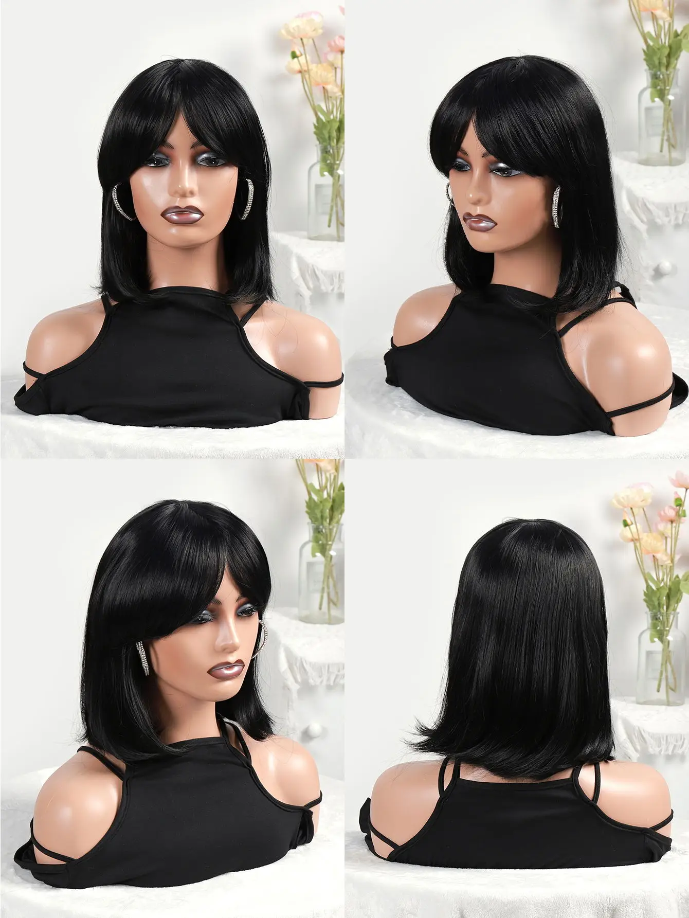 Foreign trade wig Europe and America wig female chemical fiber front lace wig high temperature silk head set factory direct sale