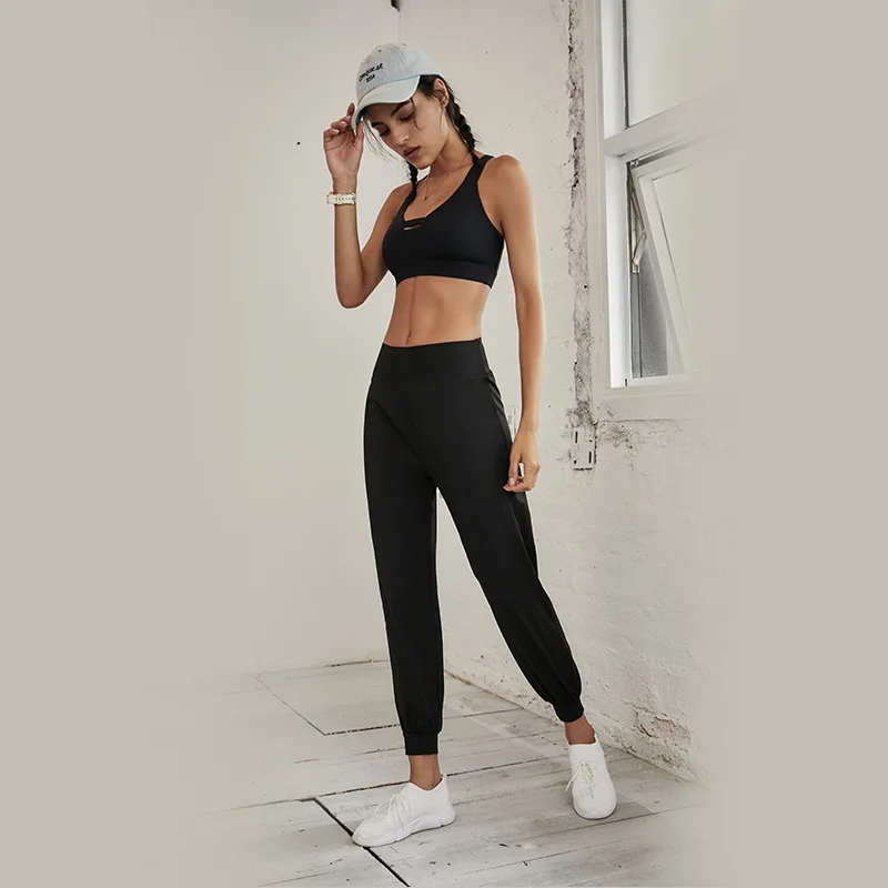 
custom fitness clothing loose yoga dancing harem women night running pants 
