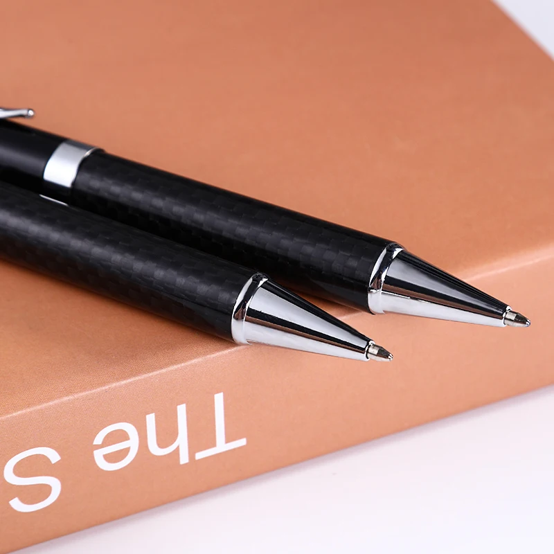 Heavy Luxury Business Custom Logo Carbon Fiber Metal Ballpoint Pen  Laser Engraving Logo For Office Gifts