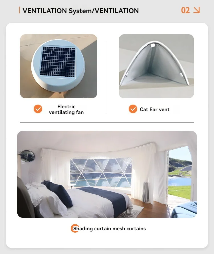 Outdoor luxury Family-friendly PVC Waterproof Half-Sphere Geodesic Dome Tent for Hotels and Glamping