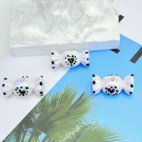 Candy Bow Plastic Hand Painted Beads Pen Bead Loose Beads For DIY Phone Chain Bracelet Making