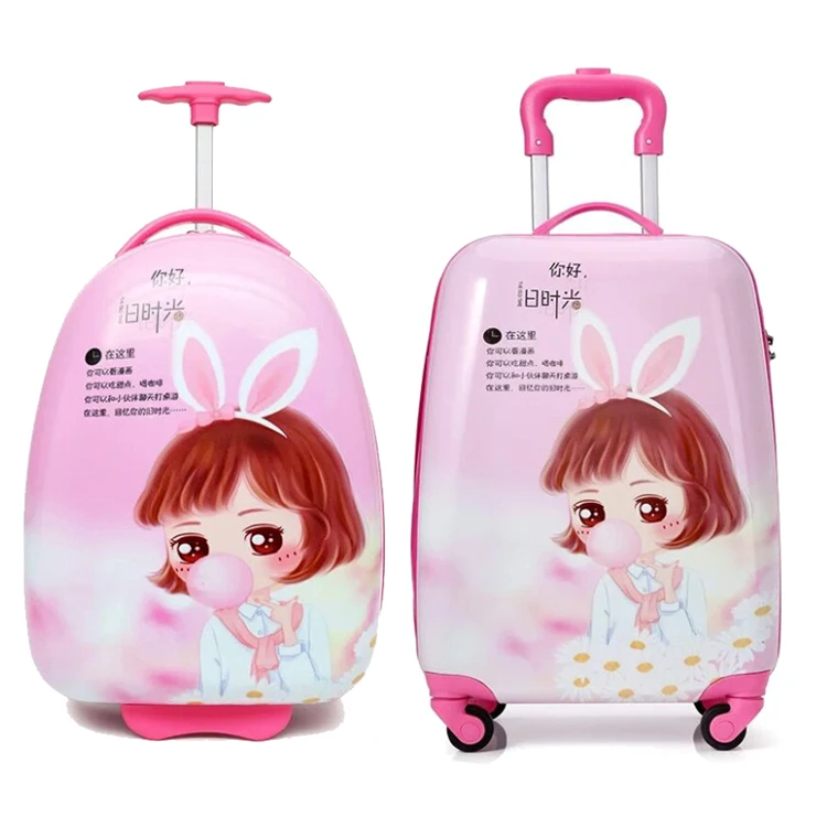 Cute child travel luggage bag trolley little girl suitcase one set with luggage for kid