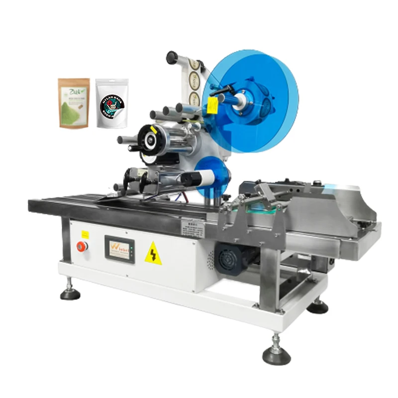 automatic bag labeler corner flat apply surface product mylar labeling applicator machine