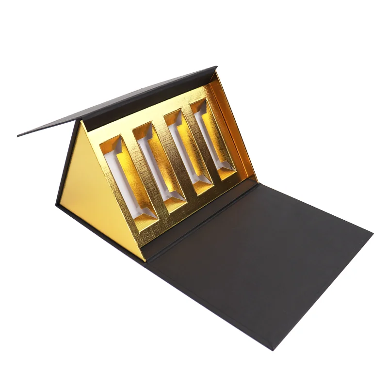 custom luxury caja de embalaje craft recyclable gold cardstock packaging cardboard cosmetic lip gloss lipsticks carton paper box