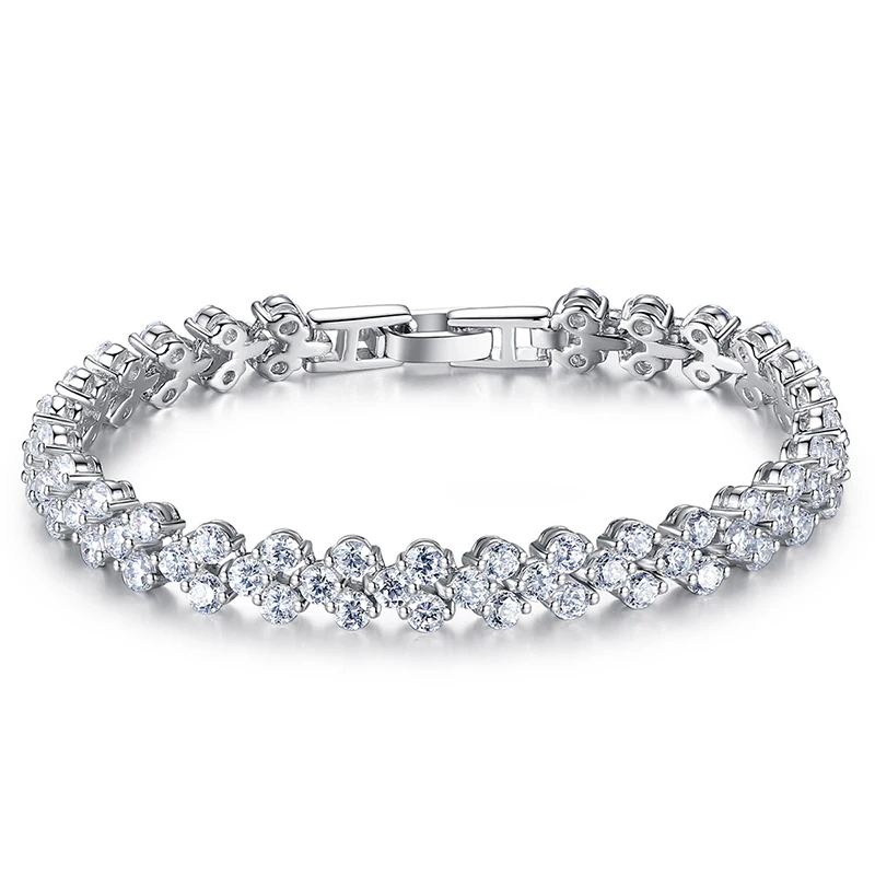 Firstmadam Shiny S925 Sterling Silver Bracelet High Quality Tennis Bracelet Women
