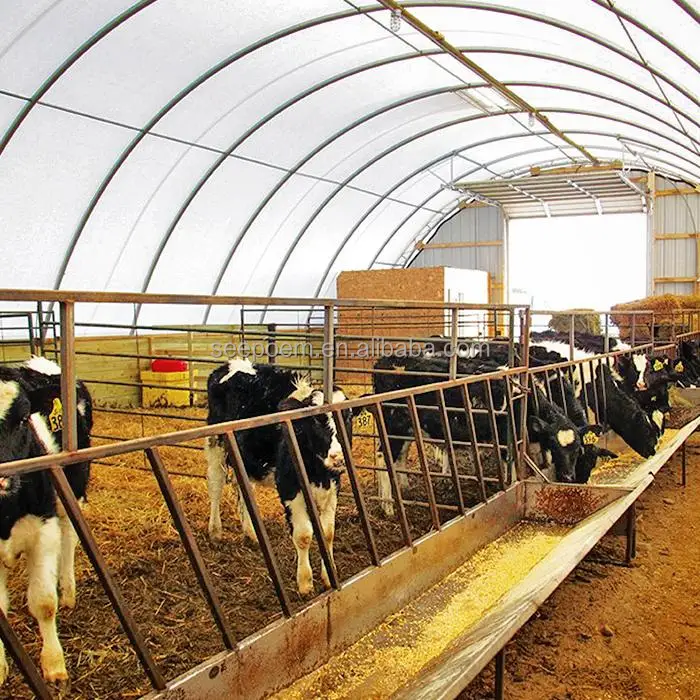 Factory Direct Sale  Storage Tent Industrial Warehouse Steel Fabric Covered Building for cow sheep pig farming Cattle Barns