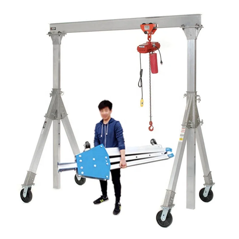 500kg 1000kg 2000kg 1 2 3 5 6 ton 1t 2t 3t Mini Small Mobile Adjustable Height Foldable Portable Aluminum Potal Gantry Crane