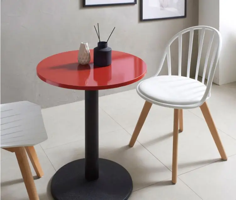 
Nordic Leisure Round Table Negotiation Table Milk Tea Business Simple Fashion Toughened Glass Round Coffee Table 