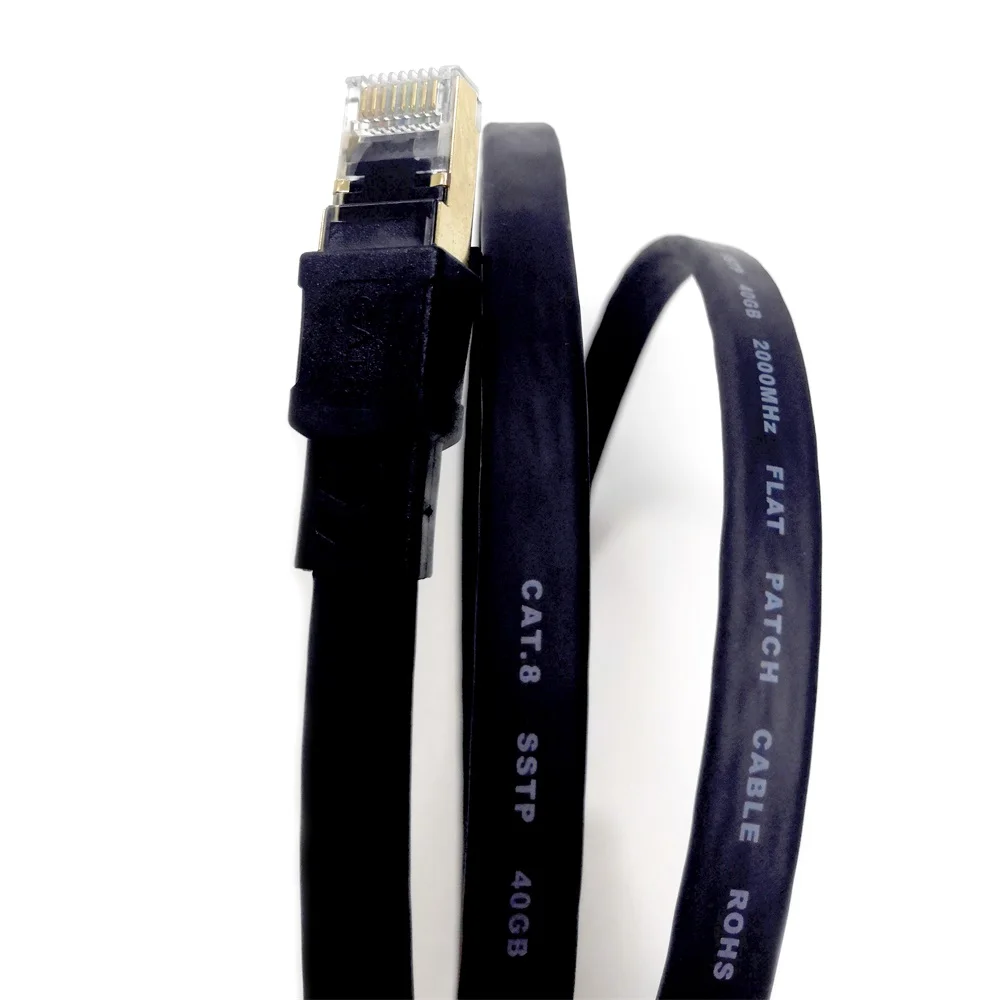 CAT8 Ethernet Cable Cat 8 Flat Patch Cable with RJ45 Connector 40Gbps 2000MHz Gigabit Ethernet LAN Cable