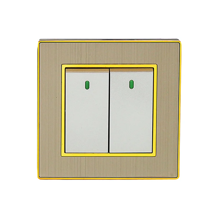 Switch Electricity New Design Switches And Sockets Wall Socket Outlet Gold PC Electrical Accessories 2 Gang Wall Switches