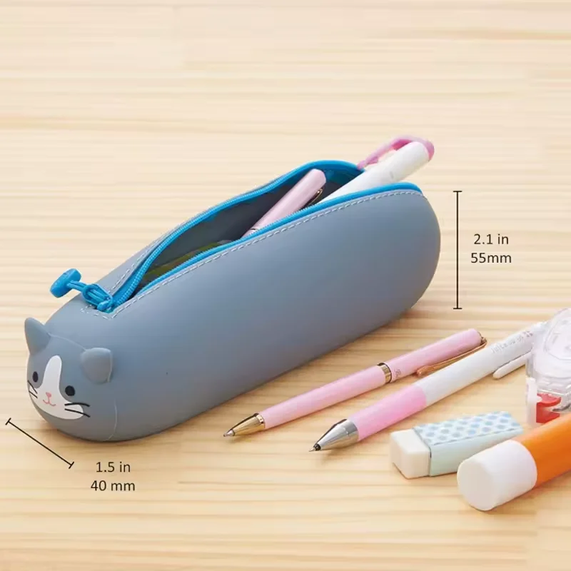 New arrival cute cartoon printed animal shape school kids waterproof pencil case